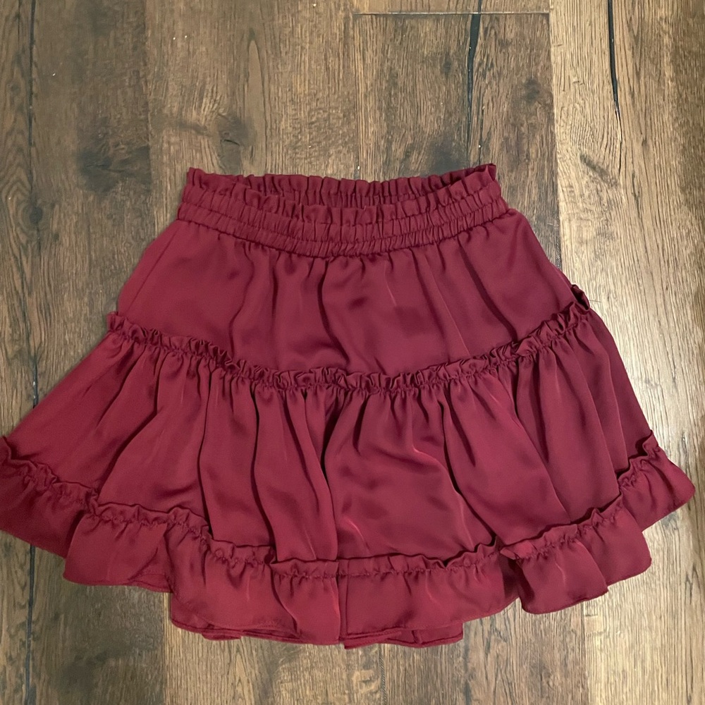 Elegant Burgundy Ruffled Skirt